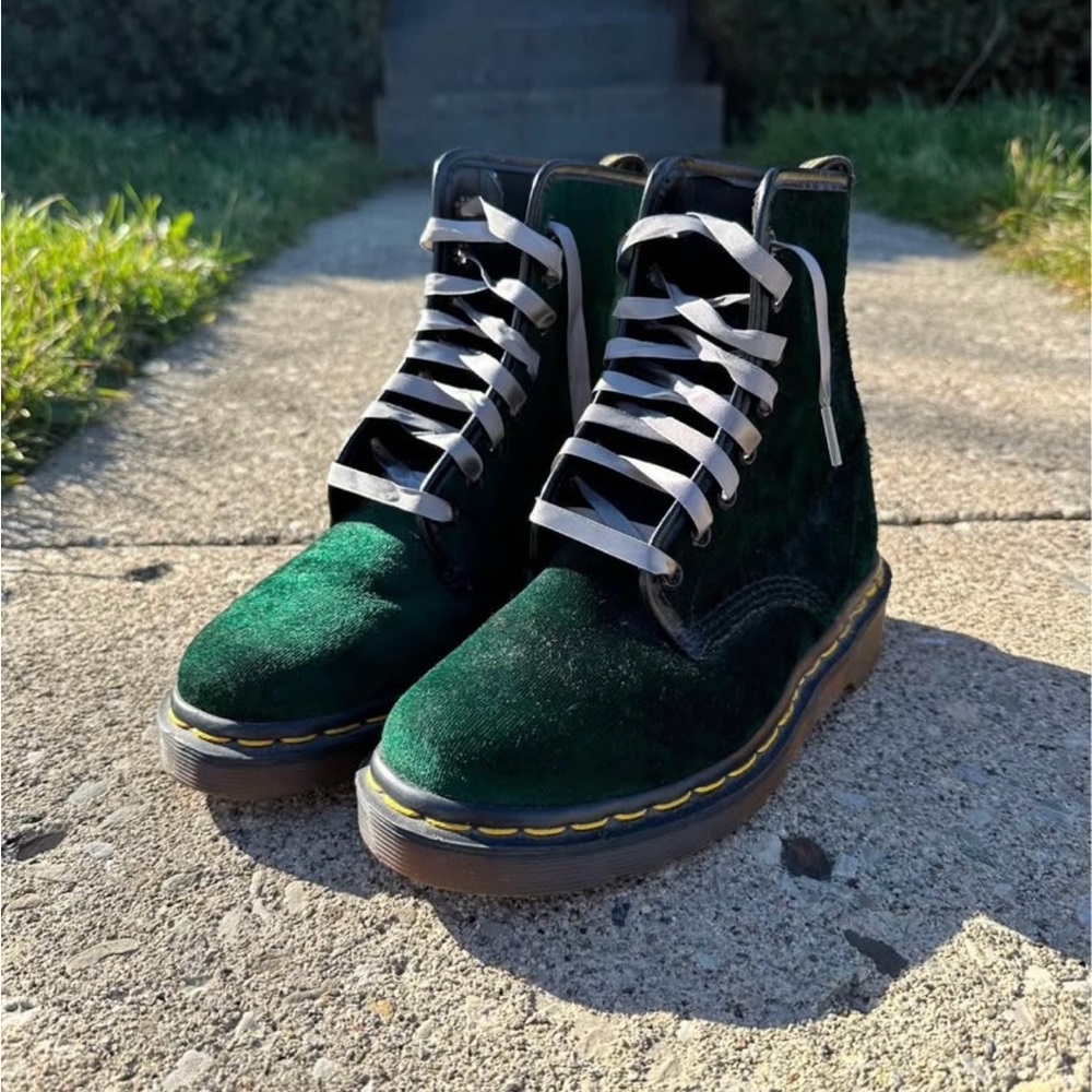 Dr. Martens 1460 Vintage 90s Green Velvet Boots